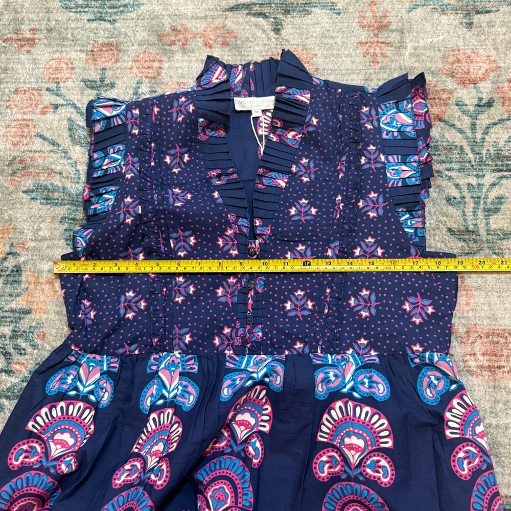 Caroline Constas Navy and Pink Ruffle Mini Dress - Picture 7 of 12
